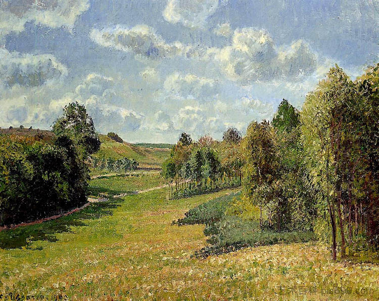 伯内瓦尔草地，早晨 Berneval Meadows, Morning (1900)，卡米耶·毕沙罗