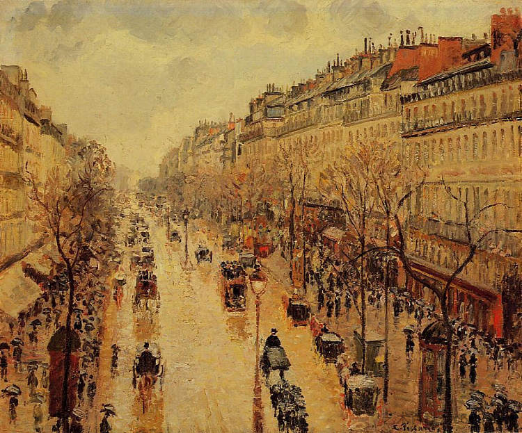 蒙马特大道下午，在雨中 Boulevard Montmartre Afternoon, in the Rain (1897)，卡米耶·毕沙罗