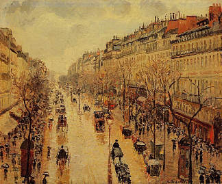 蒙马特大道下午，在雨中 Boulevard Montmartre Afternoon, in the Rain (1897)，卡米耶·毕沙罗