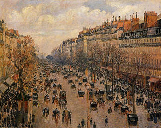 蒙马特大道下午，阳光明媚 Boulevard Montmartre Afternoon, Sunlight (1897)，卡米耶·毕沙罗