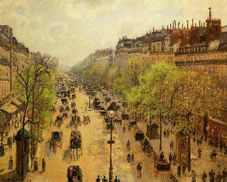 蒙马特大道春天 Boulevard Montmartre Spring (1897)，卡米耶·毕沙罗