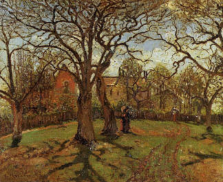 栗子树， 卢维森， 春天 Chestnut Trees, Louveciennes, Spring (1870)，卡米耶·毕沙罗