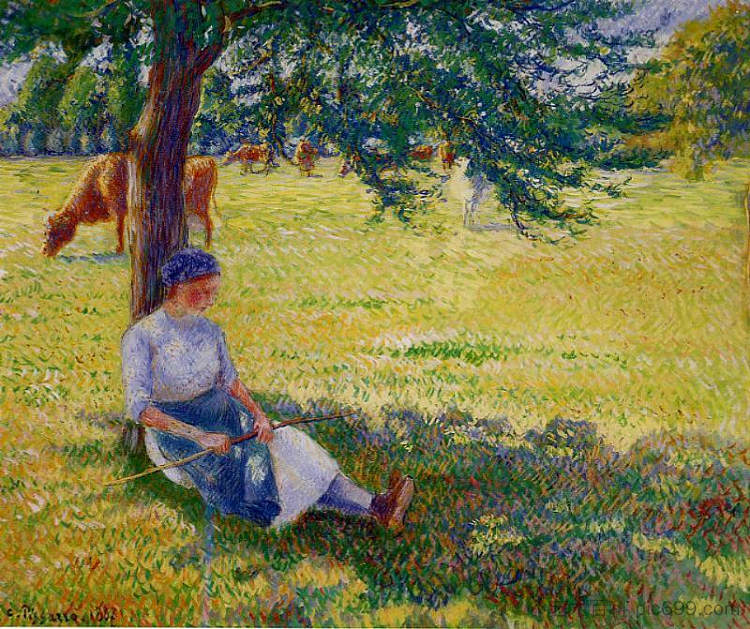 女牛仔，埃拉格尼 Cowgirl, Eragny (1887)，卡米耶·毕沙罗