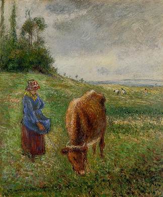 牛郎，蓬图瓦兹 Cowherd, Pontoise (1882)，卡米耶·毕沙罗