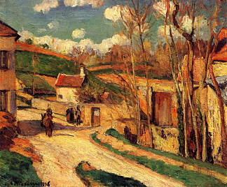 蓬图瓦兹冬宫的十字路口 Crossroads at l’Hermitage, Pontoise (1876)，卡米耶·毕沙罗