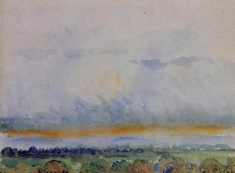 埃拉格尼， 日落 Eragny, Sunset (1890)，卡米耶·毕沙罗