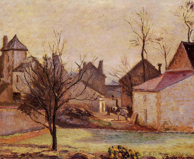 蓬图瓦兹的农家院 Farmyard in Pontoise (1874)，卡米耶·毕沙罗