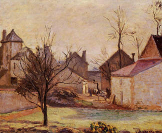 蓬图瓦兹的农家院 Farmyard in Pontoise (1874)，卡米耶·毕沙罗