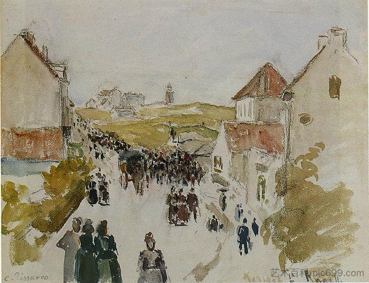 克诺克的节日 Feast Day in Knokke (1891)，卡米耶·毕沙罗