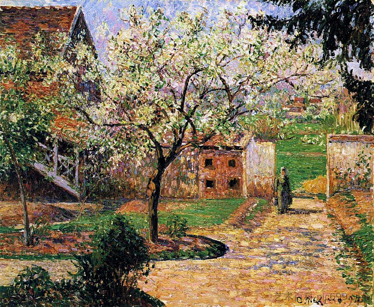 开花的梅树，埃拉格尼 Flowering Plum Tree, Eragny (1894)，卡米耶·毕沙罗