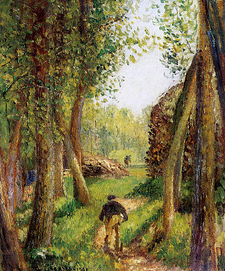 森林场景与两个人物 Forest scene with two figures，卡米耶·毕沙罗