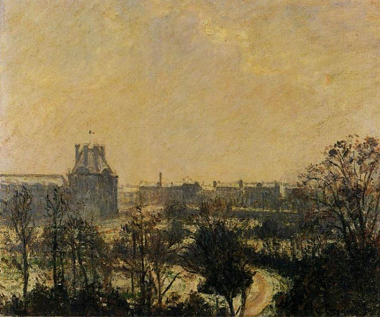 卢浮宫花园雪景效应 Garden of the Louvre Snow Effect (1899)，卡米耶·毕沙罗
