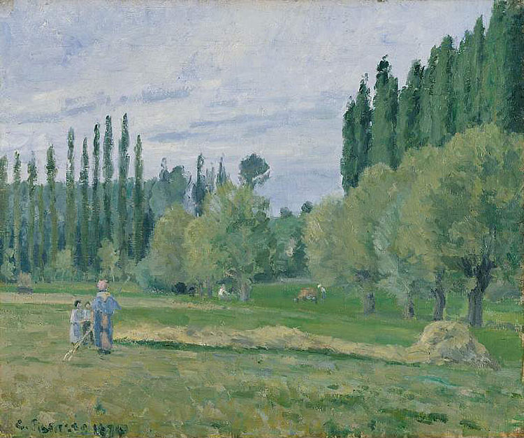 干草制作 Haymaking (1874)，卡米耶·毕沙罗