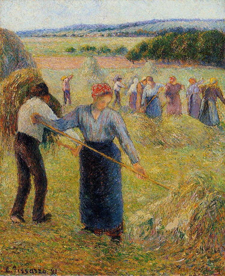 埃拉格尼的干草制作 Haymaking at Eragny (1891)，卡米耶·毕沙罗