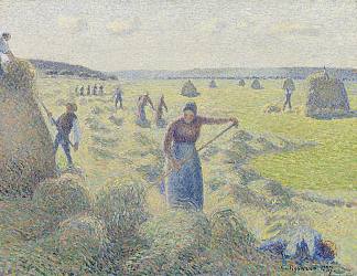 埃拉格尼干草的收获 The Harvest of Hay in Eragny (1887)，卡米耶·毕沙罗