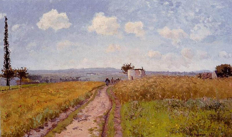 六月的早晨，俯瞰蓬图瓦兹的山丘 June Morning, View over the Hills over Pontoise (1873)，卡米耶·毕沙罗