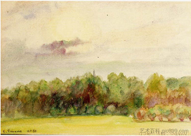 埃拉格尼的景观 Landscape at Eragny (1890)，卡米耶·毕沙罗