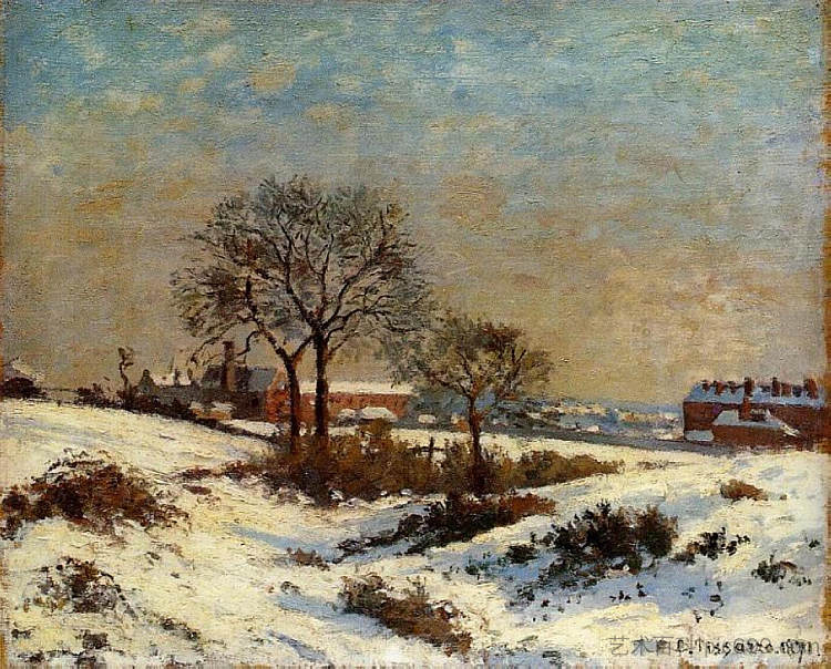 雪下的风景，上诺伍德 Landscape under Snow, Upper Norwood (1871)，卡米耶·毕沙罗