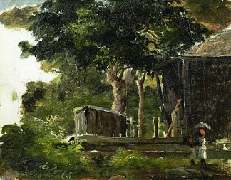 安的列斯群岛圣托马斯树林中的房屋景观 Landscape with House in the Woods in Saint Thomas, Antilles (c.1854 – c.1855)，卡米耶·毕沙罗