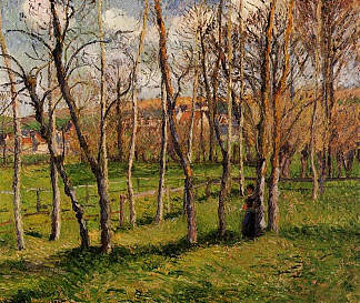 巴津库尔的草地 Meadow at Bazincourt (1885)，卡米耶·毕沙罗