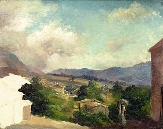 安的列斯群岛圣托马斯的山地景观（未完成） Mountain Landscape at Saint Thomas, Antilles (unfinished) (c.1854 – c.1855)，卡米耶·毕沙罗