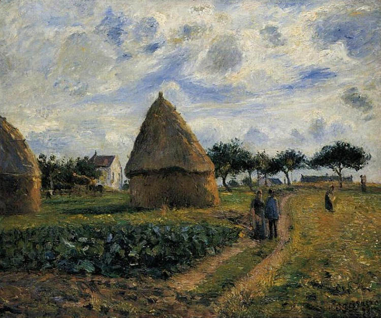 农民和干草堆 Peasants and Hay Stacks (1878)，卡米耶·毕沙罗