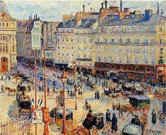 阿弗尔广场， 巴黎 Place du Havre, Paris (1893)，卡米耶·毕沙罗