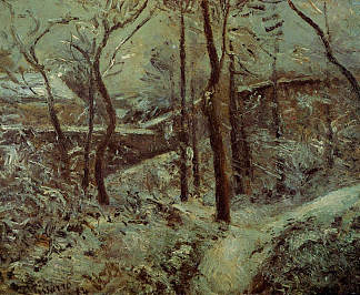 糟糕的人行道，浮桥，雪效果 Poor footpath, Pontoise, snow effect (1874)，卡米耶·毕沙罗