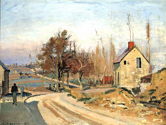 从奥斯尼到蓬图瓦兹的道路，霍尔弗罗斯特 Road from Osny to Pontoise, Hoar Frost (1873)，卡米耶·毕沙罗