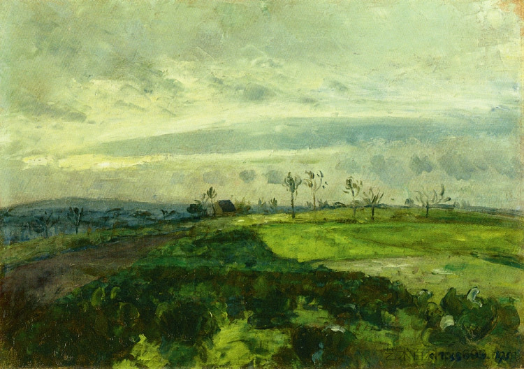 冬季连绵起伏的景观 Rolling Landscape in Winter (1875)，卡米耶·毕沙罗