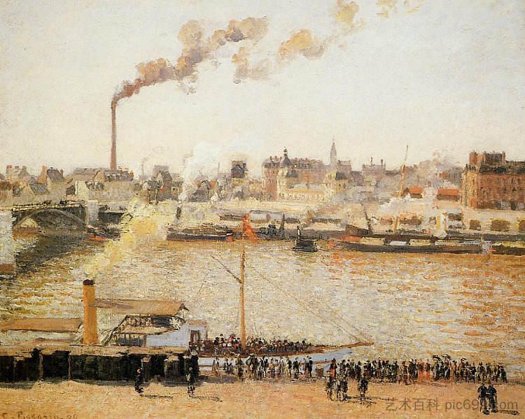 鲁昂，圣塞维尔早晨 Rouen, Saint Sever Morning (1898)，卡米耶·毕沙罗