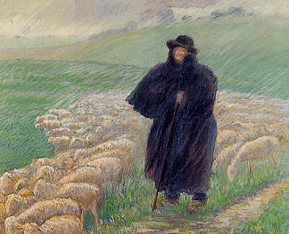 倾盆大雨中的牧羊人 Shepherd in a Downpour (1889)，卡米耶·毕沙罗