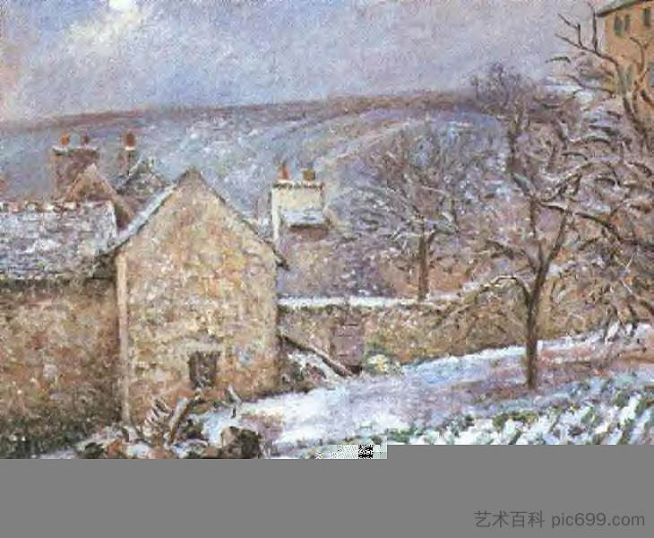 冬宫的雪，蓬图瓦兹 Snow at the Hermitage, Pontoise (1874)，卡米耶·毕沙罗