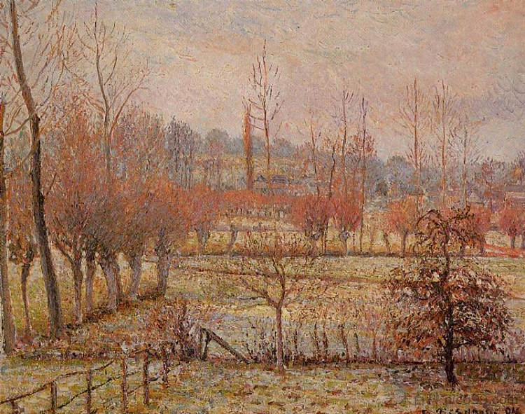 埃拉尼的雪景效应 Snow Effect at Eragny (1894)，卡米耶·毕沙罗