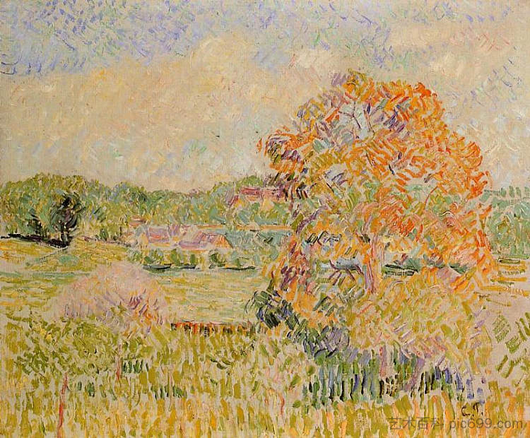 埃拉尼的春天（书房） Springtime at Eragny (study) (c.1890)，卡米耶·毕沙罗