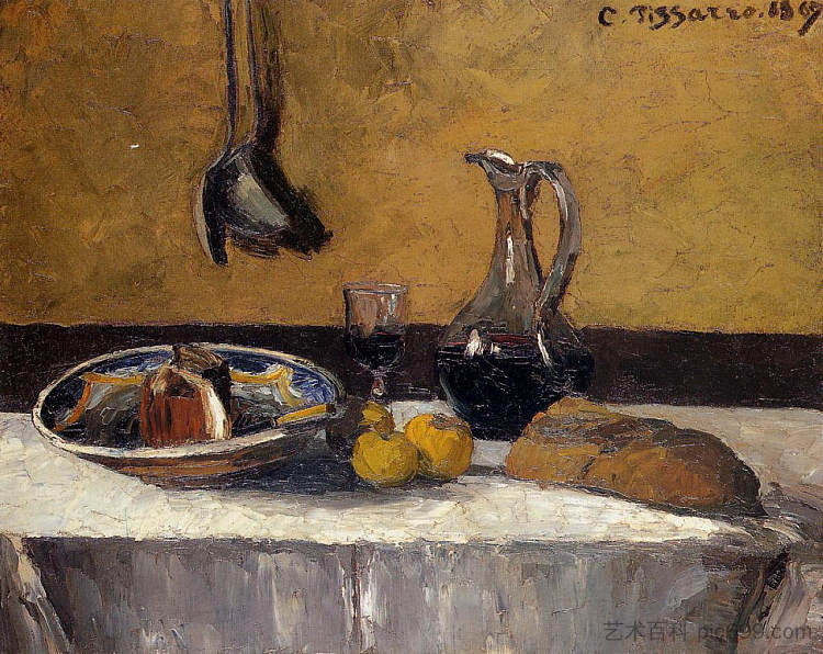 静物画 Still Life (1867)，卡米耶·毕沙罗