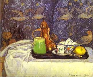 带咖啡壶的静物 Still Life with a Coffee Pot (1900)，卡米耶·毕沙罗