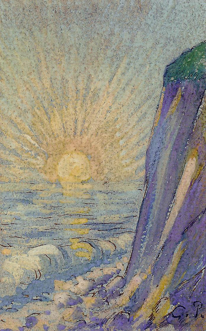 海上日出 Sunrise on the Sea (c.1883),卡米耶·毕沙罗