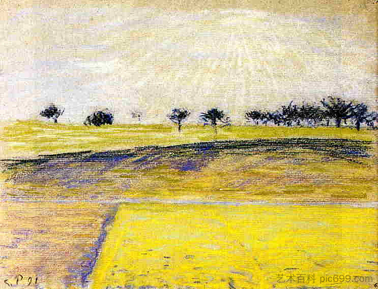 田野上的日出，埃拉格尼 Sunrise over the Fields, Eragny (1891)，卡米耶·毕沙罗