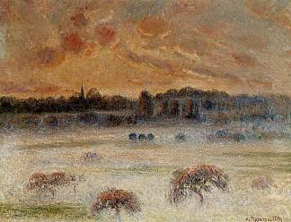 日落与雾，埃拉格尼 Sunset with Fog, Eragny (1891)，卡米耶·毕沙罗