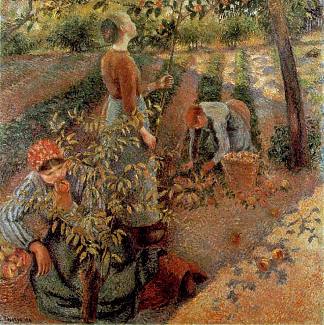 苹果采摘者 The Apple Pickers (1886)，卡米耶·毕沙罗