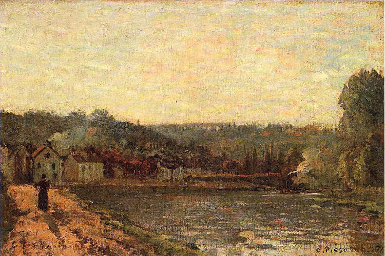 布吉瓦尔的塞纳河畔 The Banks of the Seine at Bougival (1871)，卡米耶·毕沙罗