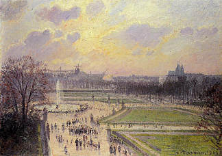 杜乐丽盆地，下午 The Bassin des Tuileries, Afternoon (1900)，卡米耶·毕沙罗