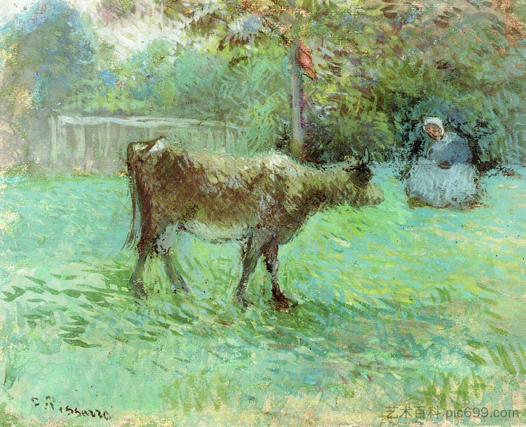 牛郎 The Cowherd (c.1883 - c.1888)，卡米耶·毕沙罗