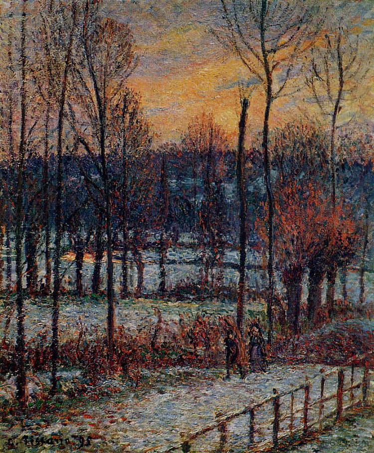 雪，日落，埃拉尼的影响 The Effect of Snow, Sunset, Eragny (1895)，卡米耶·毕沙罗