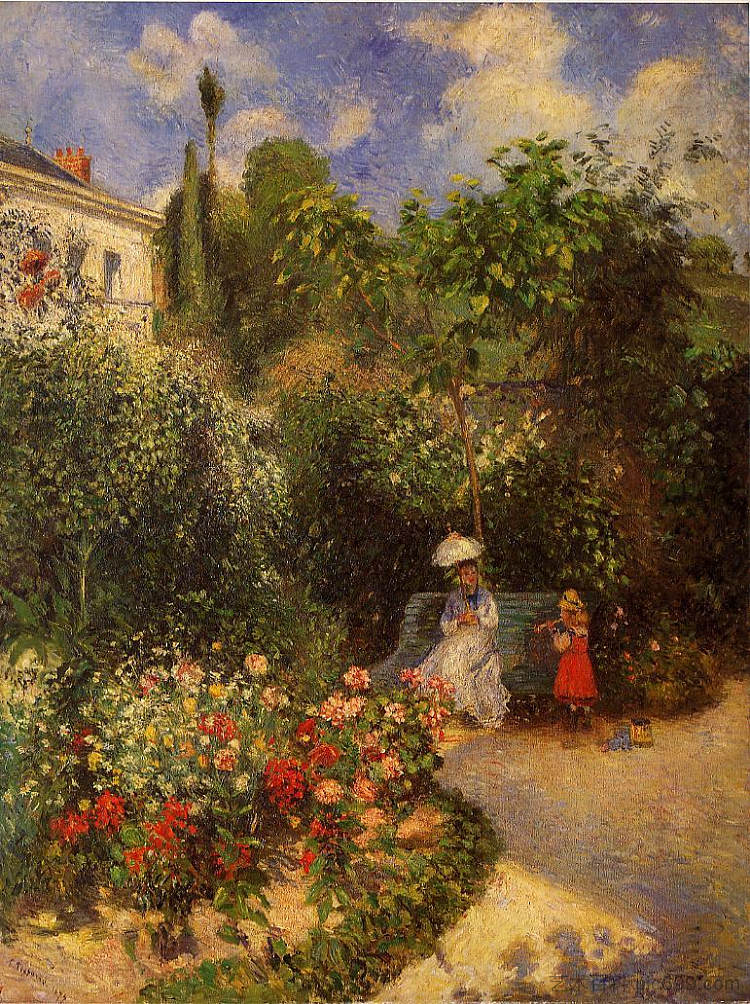 蓬图瓦兹花园 The Garden at Pontoise (1877)，卡米耶·毕沙罗