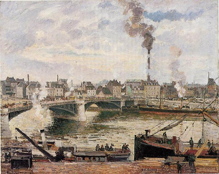 大桥，鲁昂 The Great Bridge, Rouen (1896)，卡米耶·毕沙罗