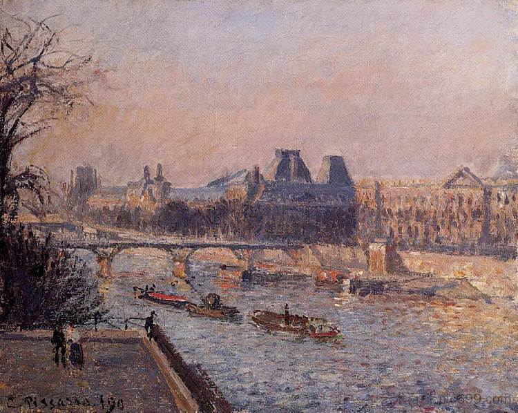 卢浮宫，下午 The Louvre, Afternoon (1902)，卡米耶·毕沙罗