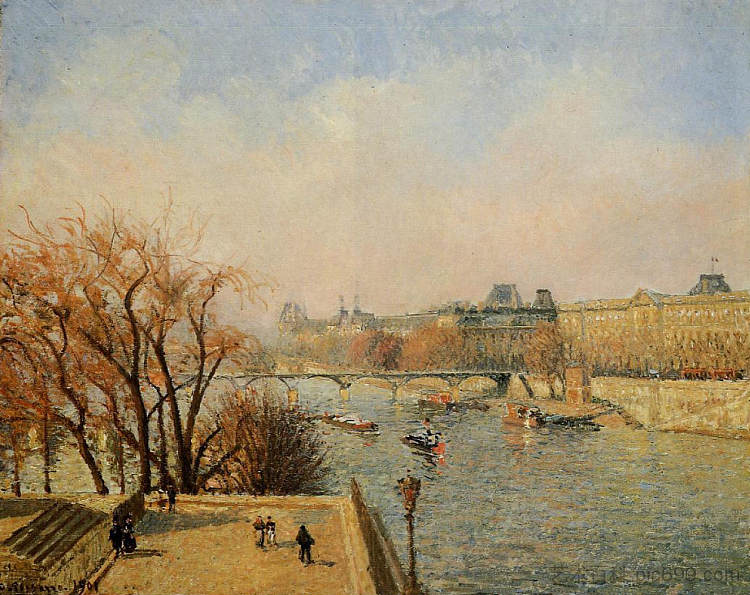 卢浮宫， 早晨， 太阳 The Louvre, Morning, Sun (1901)，卡米耶·毕沙罗