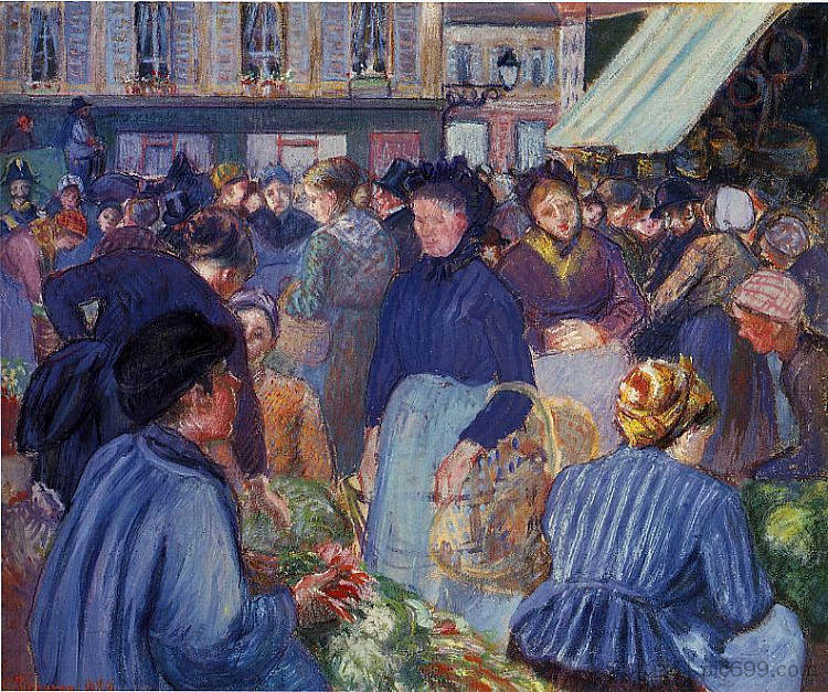 吉索尔市场 The Market at Gisors (1899)，卡米耶·毕沙罗